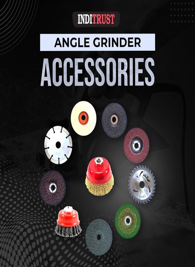 Inditrust مجموعة إنديترست المكونة من 10 أقراص قطع الخشب والرخام، أقراص تجليخ، مجموعة أقراص قطع، أقراص فولاذية كربونية مع فرشاة كوب، ملحقات جلاخة زاوية - Image 2